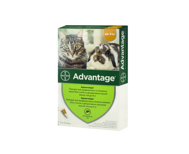 Краплі Bayer Advantage Адвантейдж 40 для котів до 4кг (1 піпетка)