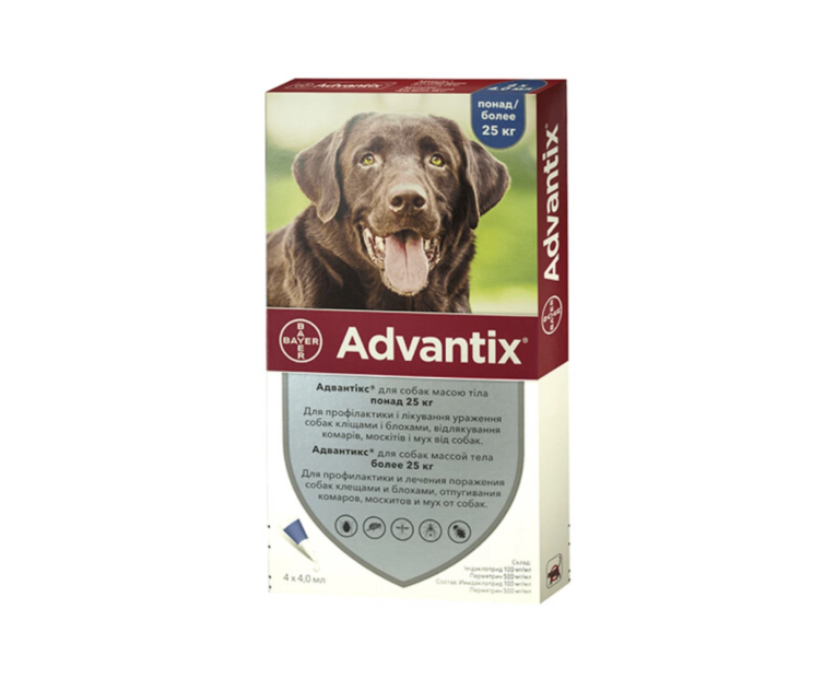 Краплі Bayer Advantix Адвантікс більше 25 кг для собак 4 мл (1 піпетка)
