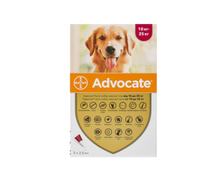 Краплі Bayer Advocate Адвокат 10-25 кг для собак (1 піпетка)